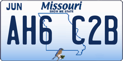 MO license plate AH6C2B