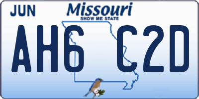 MO license plate AH6C2D