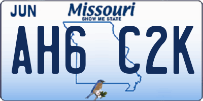 MO license plate AH6C2K