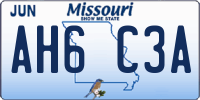 MO license plate AH6C3A