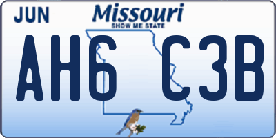 MO license plate AH6C3B