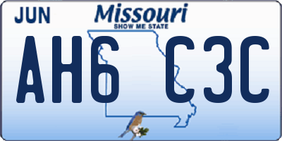 MO license plate AH6C3C
