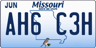 MO license plate AH6C3H