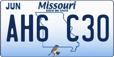MO license plate AH6C3O
