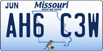 MO license plate AH6C3W