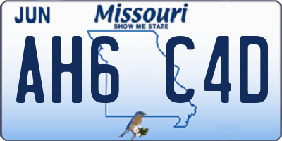 MO license plate AH6C4D