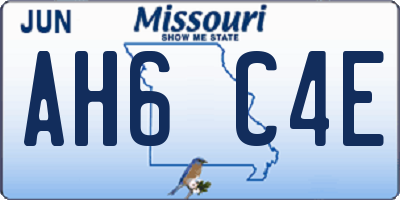 MO license plate AH6C4E