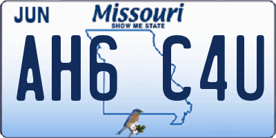 MO license plate AH6C4U