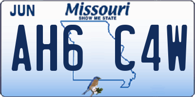 MO license plate AH6C4W