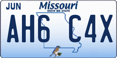 MO license plate AH6C4X