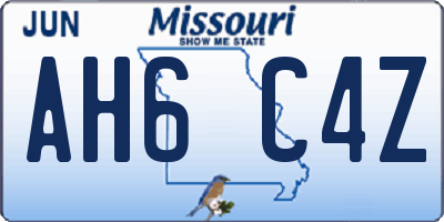 MO license plate AH6C4Z