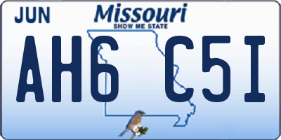 MO license plate AH6C5I
