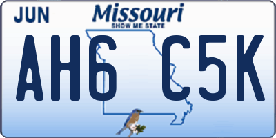 MO license plate AH6C5K