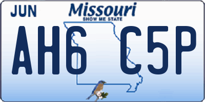 MO license plate AH6C5P