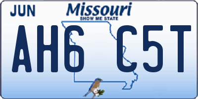 MO license plate AH6C5T