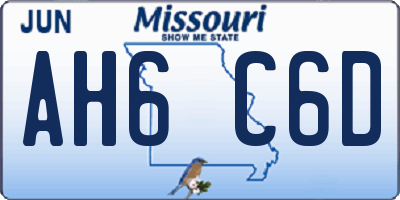 MO license plate AH6C6D