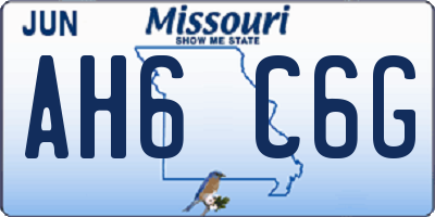 MO license plate AH6C6G