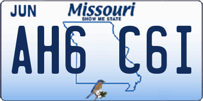 MO license plate AH6C6I
