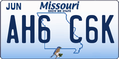 MO license plate AH6C6K