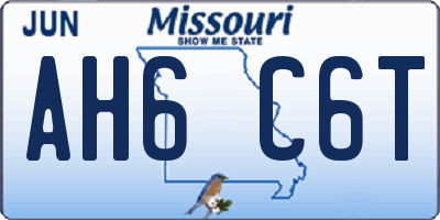MO license plate AH6C6T