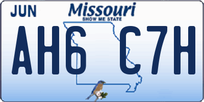MO license plate AH6C7H
