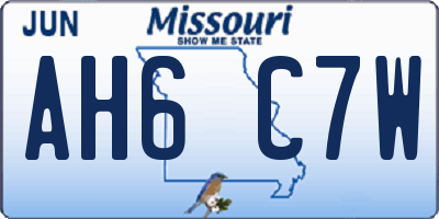 MO license plate AH6C7W