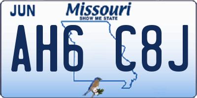 MO license plate AH6C8J