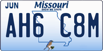 MO license plate AH6C8M