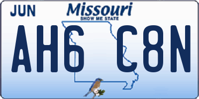 MO license plate AH6C8N