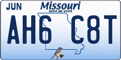 MO license plate AH6C8T