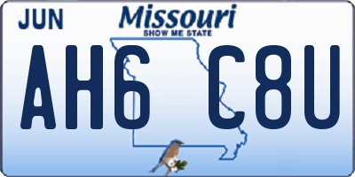 MO license plate AH6C8U