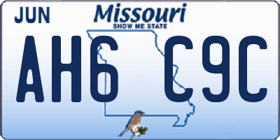 MO license plate AH6C9C