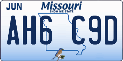 MO license plate AH6C9D