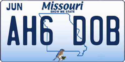 MO license plate AH6D0B