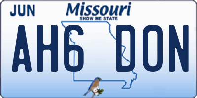 MO license plate AH6D0N