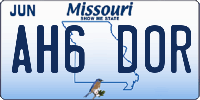 MO license plate AH6D0R