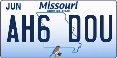 MO license plate AH6D0U