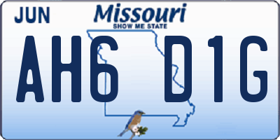 MO license plate AH6D1G