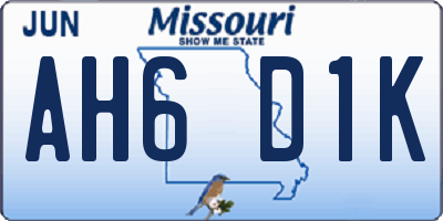 MO license plate AH6D1K