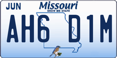 MO license plate AH6D1M