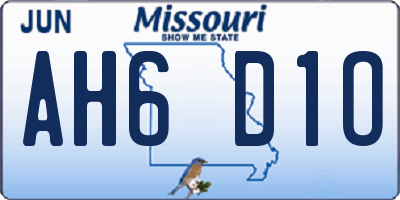 MO license plate AH6D1O