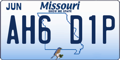 MO license plate AH6D1P
