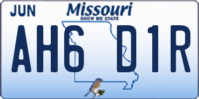 MO license plate AH6D1R