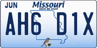 MO license plate AH6D1X