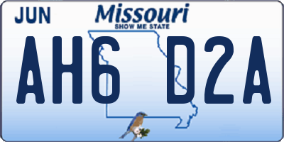 MO license plate AH6D2A