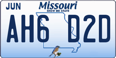 MO license plate AH6D2D