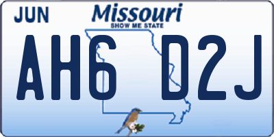 MO license plate AH6D2J