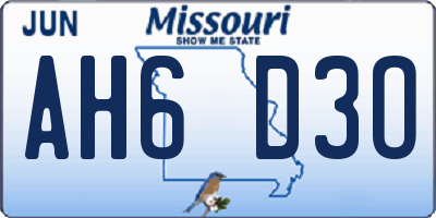 MO license plate AH6D3O