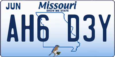 MO license plate AH6D3Y
