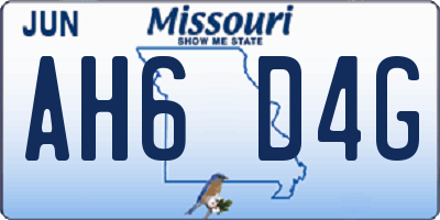 MO license plate AH6D4G